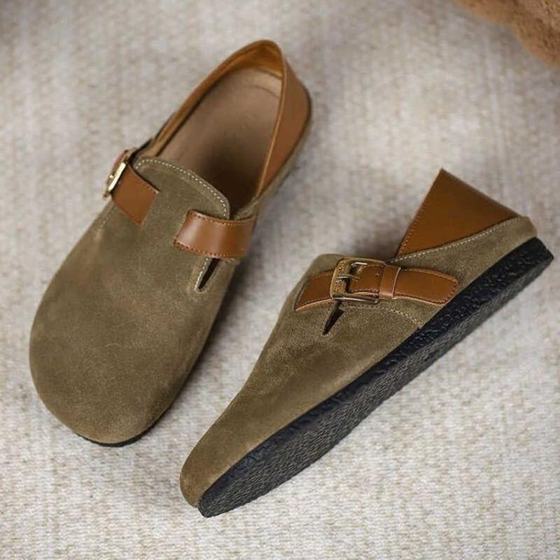Autumn one-pedal soft-soled women's new round head versatile single shoes flat-soled Doudou shoes women