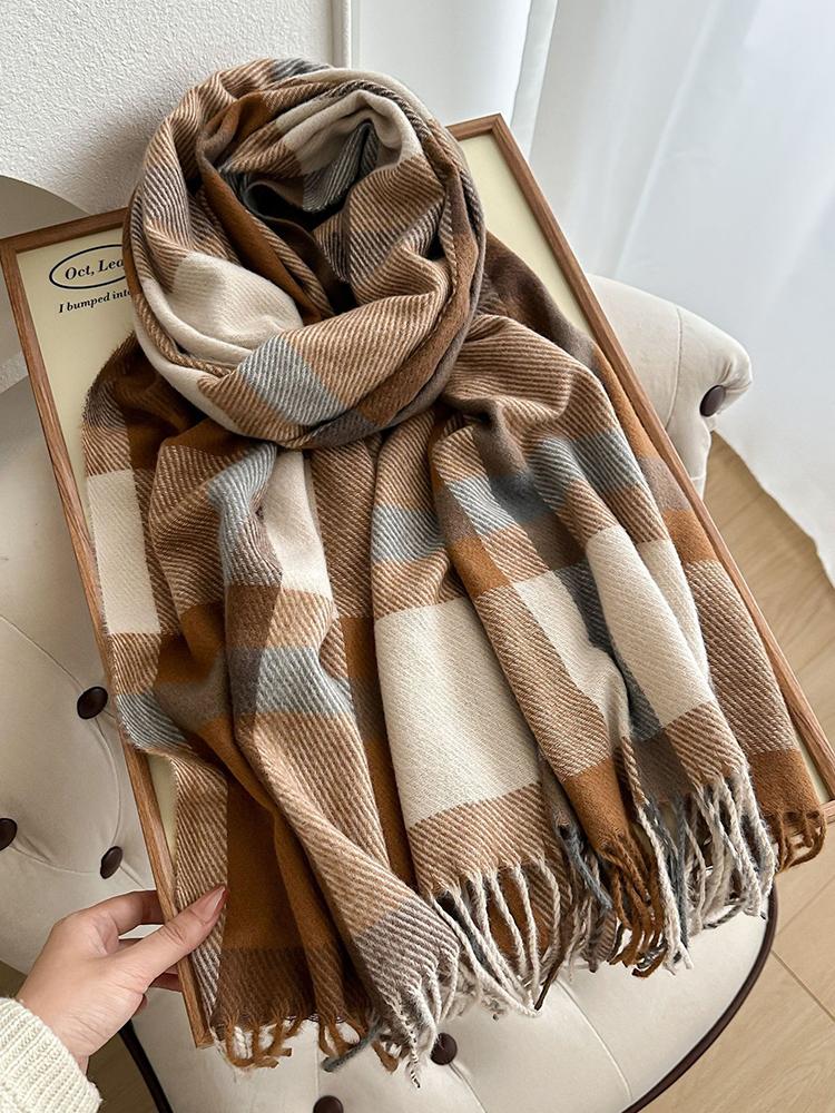 Women Winter Knitted Scarf Headscarf Lady Men Casual Plaid Tassel Warm Scarve Male Foulard Wrap Shawl New Unisex Korean New