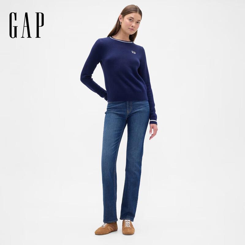 

Женский вязаный свитер свободного кроя с вышитым логотипом Gap M