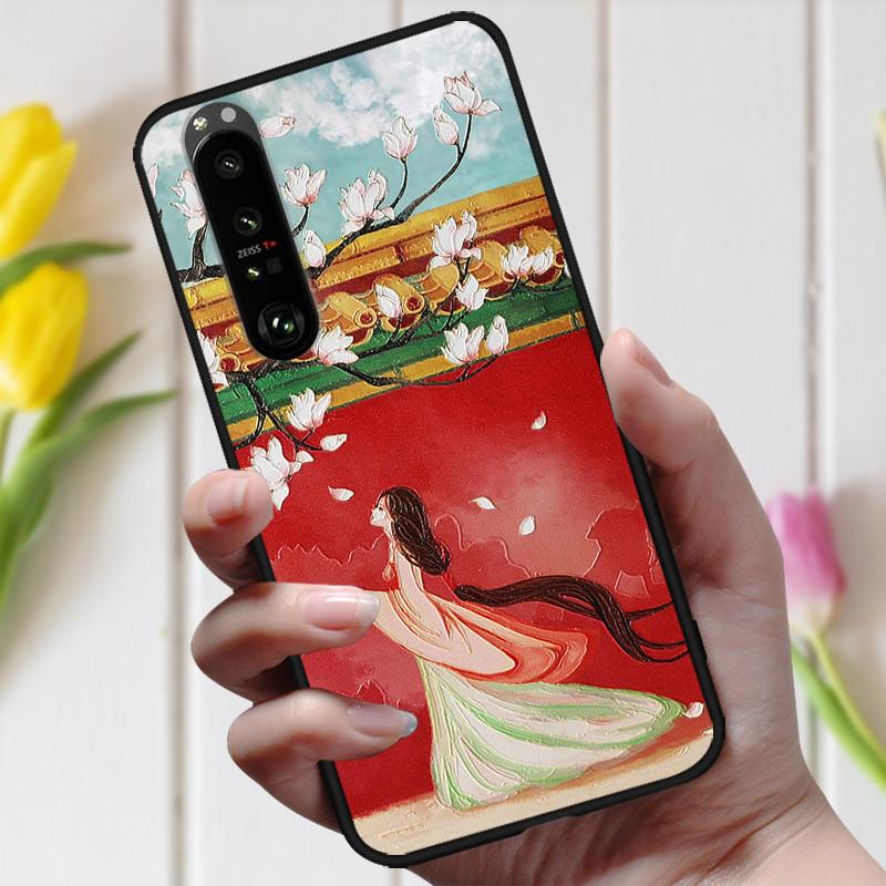 3D Emboss Flower Case For Sony Xperia 10 III Cover Cute Relief Case For Sony Xperia 1 III 5 III 10III Phone Case Coque Fashion