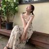 Summer 2026 Fashion Print Bufferfly Casual Long Dress Women Fashion Chic Ruffled Square Collar Dress Korean Elegant Bodycon Robe