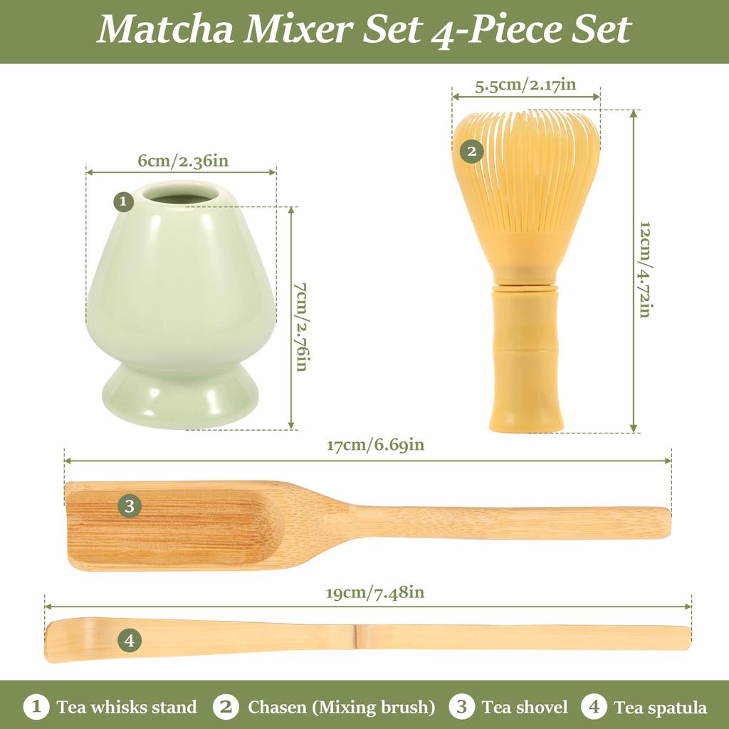 Japonská sada metličky Matcha pro začátečníky, startovací nástroj pro přípravu Matcha, příslušenství s PP metličkou, keramickým držákem, bambusovou lžičkou, čajovou lžičkou