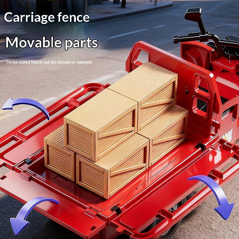New Simulation Tricycle Toy Model Driving Courier Car Realistic Pull Truck Diecast Toys Kids Pull Back Motorcycle Boy Gift