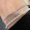 Alloy Star Pendant Bracelet Featuring Crystals Accent Adjustable Chain For Layer Wristwear Styles