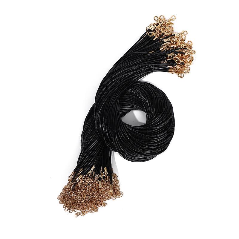 DIY Jewelry Accessories: Black Waxed Leather Necklace Cord with Lobster Clasp