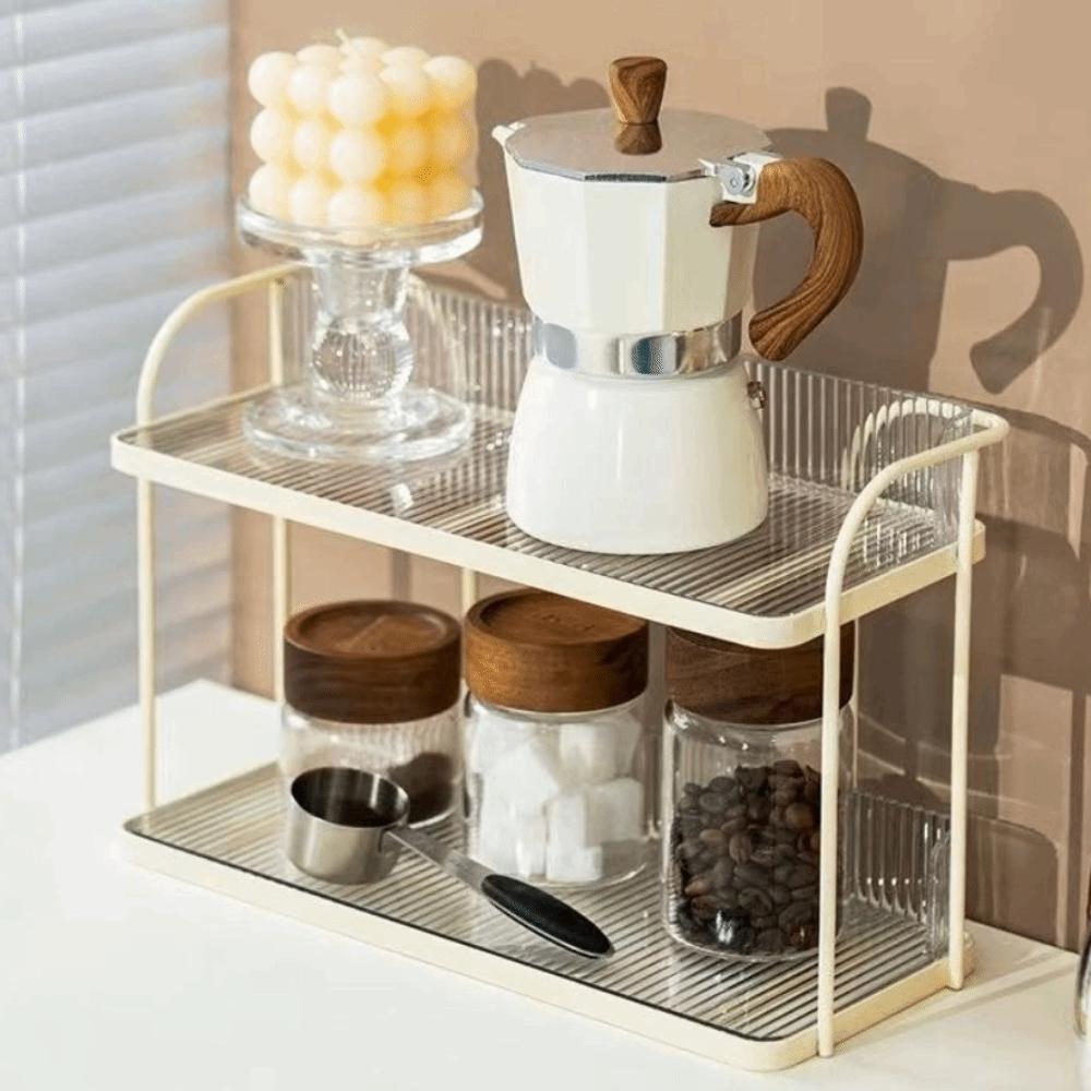 Double-layer Organizer Shelf Simple Design Condiment Shelf Space Saving Counter Organizer  Bathroom