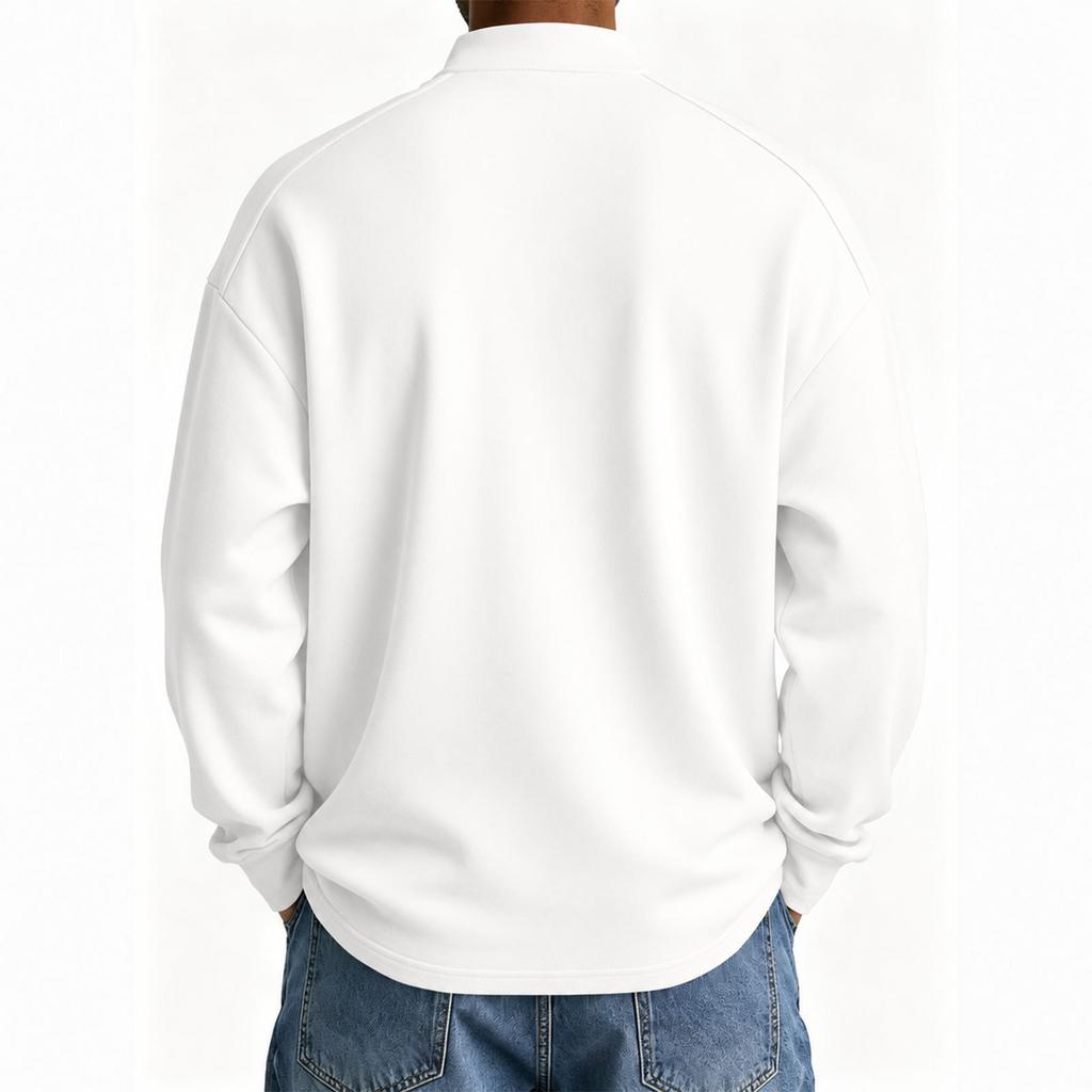 Men's Color Long Sleeve Stand Collar Single Button Casual Sports Top