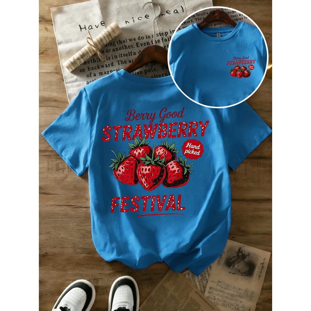 Berry Good Strawberry Printed Cotton T-Shirts Women Summer Short Sleeve T Shirt Casual Soft Oversized Tops Basic O-Neck Clothes