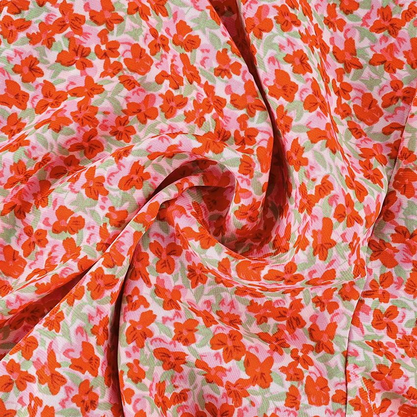 Spring/summer new French vintage floral deep V pleated long-sleeve dress with a stylish design and temperament