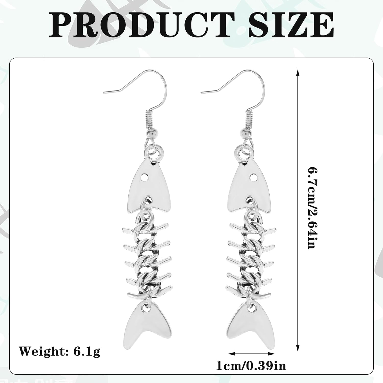 Fish Bone Grunge Earrings for Women Zinc Alloy Long Cool Earrings Weird Y2K Jewelry Fishbone Dangle Earrings Fish Hook Punk Goth Earrings