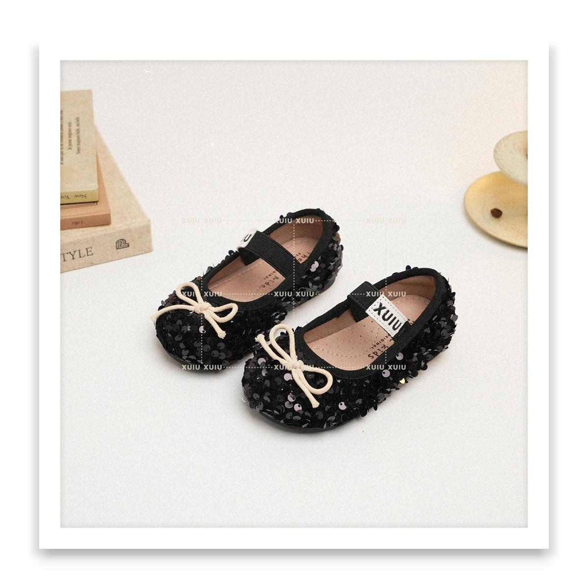 

XSHX Bling Bright 25New Miao girls ball shoes leather shoes spring and autumn Velcro [Wenzhou shoes] 25