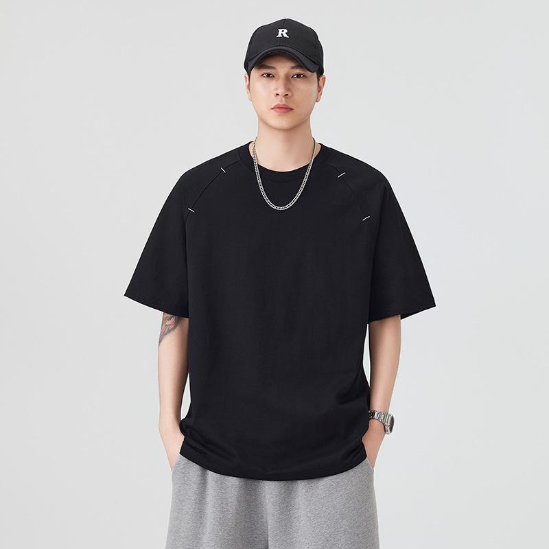 

Men s Plus Size Solid Color Heavyweight Loose Fit Short Sleeve T-shirt - Summer 2026 Drop Shoulder Design L чёрный