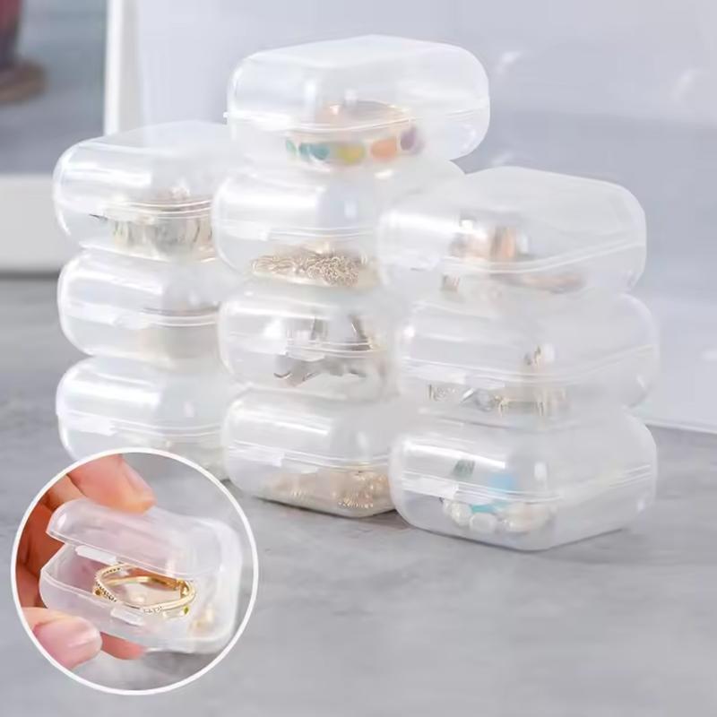 2025 NEW 3.5*3.5*2cm Mini Square Plastic Storage Box for Jewelry Beads Earrings Pill Storage Container Transparent Jewelry Case