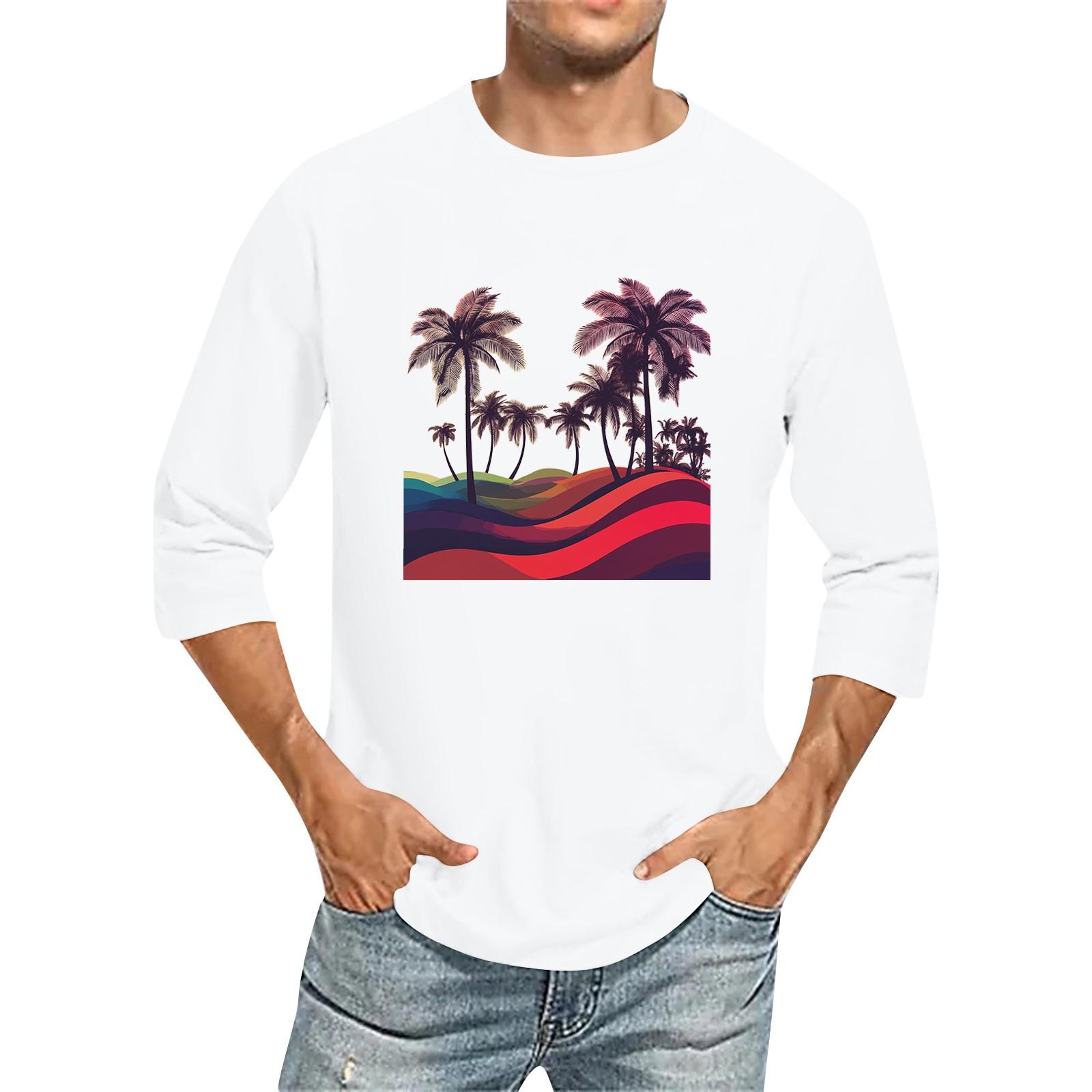 

Мужская однотонная футболка с круглым вырезом и рукавами три четверти M белый