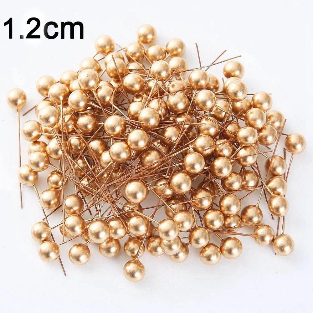 50PCS Creative Plastic Berry Artificial Flower Pearlescent Stamen DIY Wedding Christmas Cake Box Wreaths Decoration Supplies