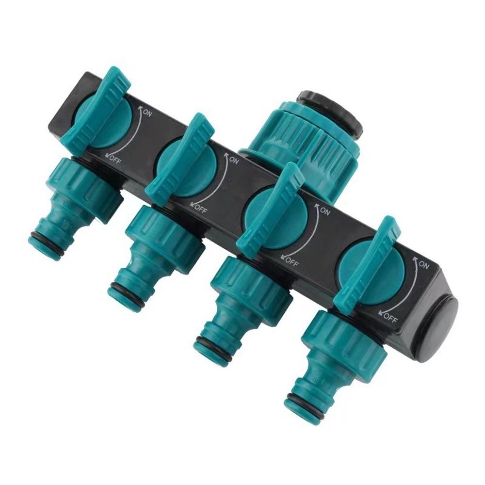

New Diverter 4-Way Faucet Water Distributor ABS with Switch Tap Hose Water Splitter Four-way Valve Joint темно-зелений колір