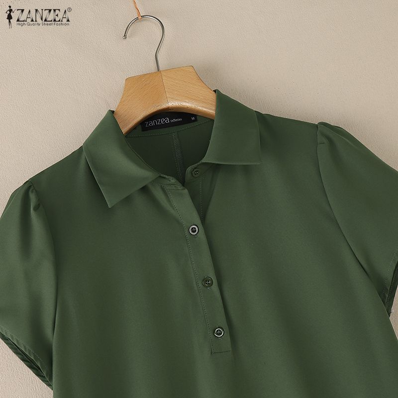 ZANZEA Abito estivo casual da donna con colletto rovesciato e maniche corte