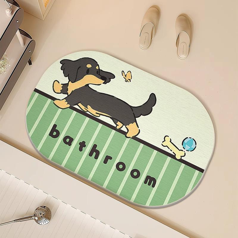 Cartoon hard diatom mud floor mat bathroom suction board non-slip quick-drying mat toilet door toilet floor mat foot mat