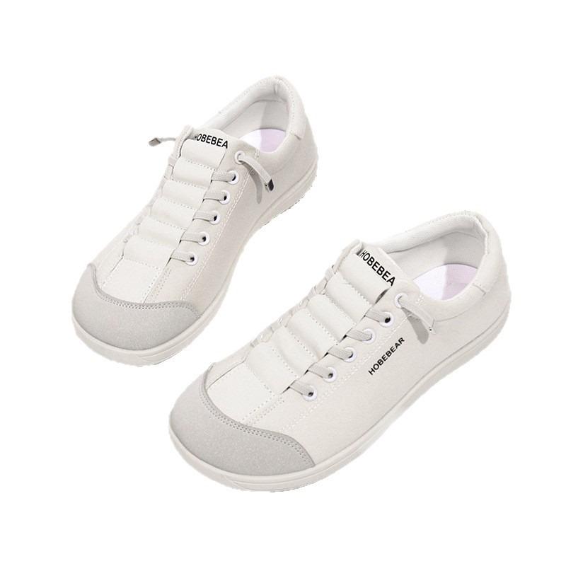 Couple autumn breathable new one-pedal canvas wide last shoes casual little white shoes wide head barefoot shoes