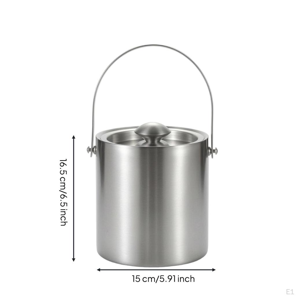 Ice Bucket with Lid Stainless Steel Insulated Easy to Chilled Drink