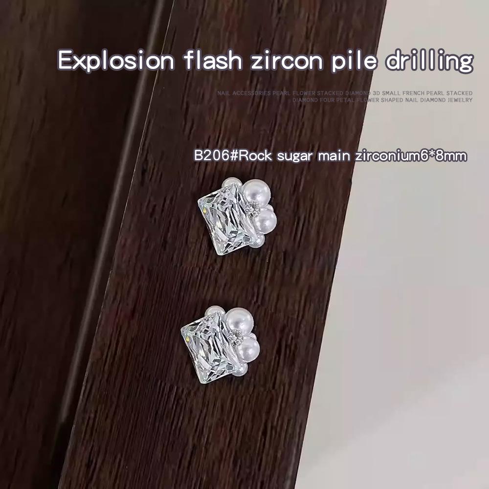 Handmade High-Quality Pearl & Zirconia Rock Candy Nail Drill Holder