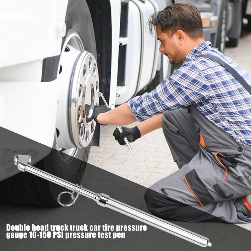Doppelkopf-Reifendruckmesser Stift-Reifendruckmesser Schwerlast-Reifen-Stressprüfwerkzeug Auto-Reifendruckprüfer Stift