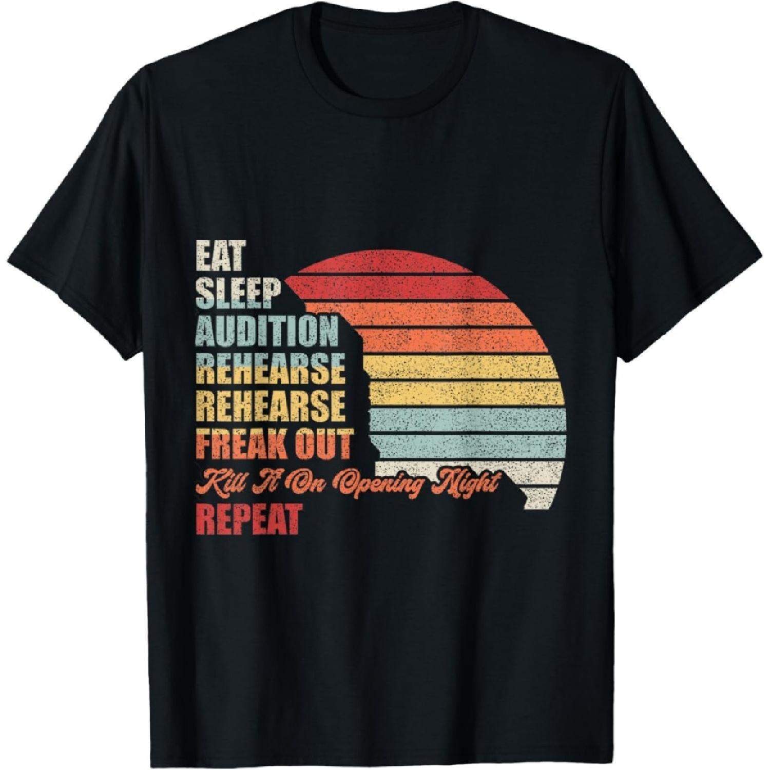 Retro Vintage Theater Geek Musical Life Eat Sleep Theatre T-Shirt S