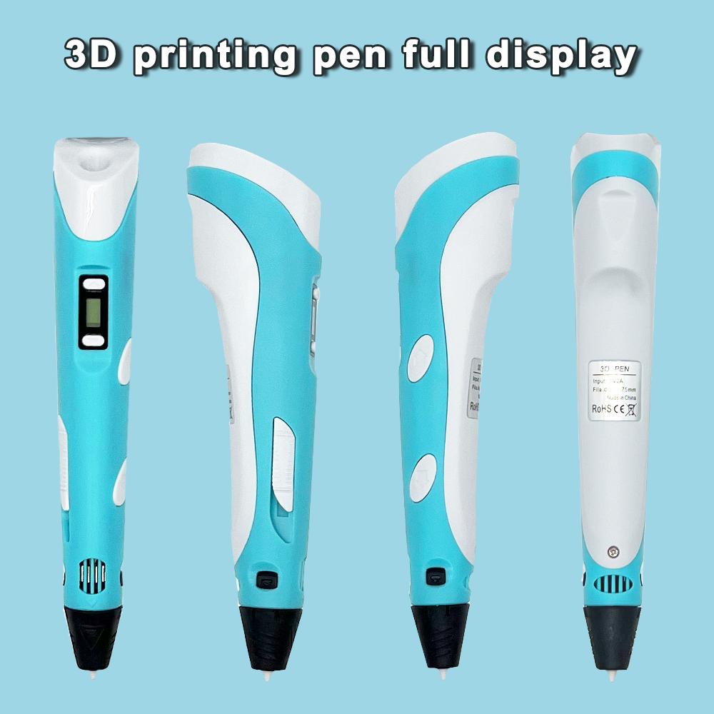 Elektronischer 3D-Druckstift mit LED-Anzeige 25M PLA-Filament Kinder USB-Zeichenwerkzeug Zeichenspielzeug DIY Weihnachtsgeburtstagsgeschenk