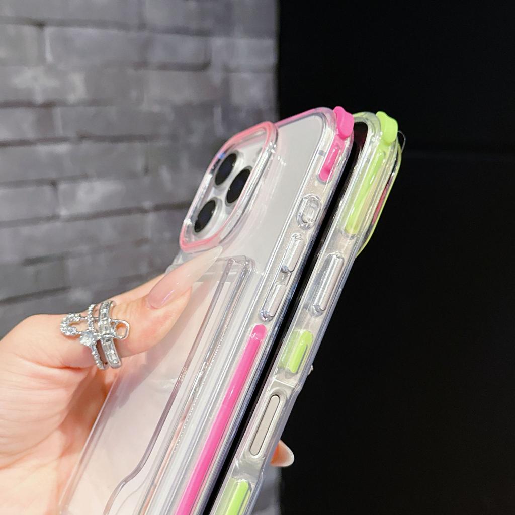 Candy Acrylic Rainbow Card Bag Suitable for Iphone16 Mobile Phone Case Four Corners Anti Fall 15 Transparent Card 14 Anti-fall