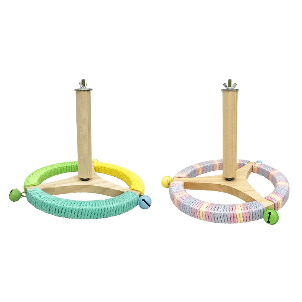 Bird Cage Rotating Perch Toy For Parakeets Conures Lovebirds Wood Cotton Rope Rotating Exercise Activity Accessories