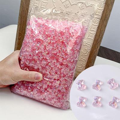 50Pcs Aurora Bär Nail art Dekoration 7*9mm Harz Kawaii 3D Bär Flache Rückseite Nagel Schmuck DIY nagel Zubehör