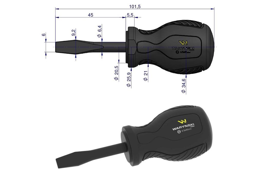 Wkrętak Płaski 6.5Mm X 45 Mm Svcm. Waryński