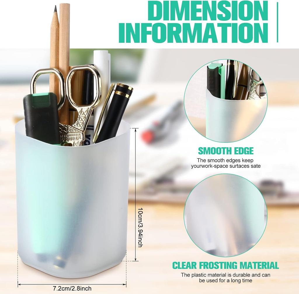 24 Pcs Translucent White Plastic Pen Holder Bulk Pencil Storage Cup Makeup Marker Holder Organizer for Stationery Office Home
