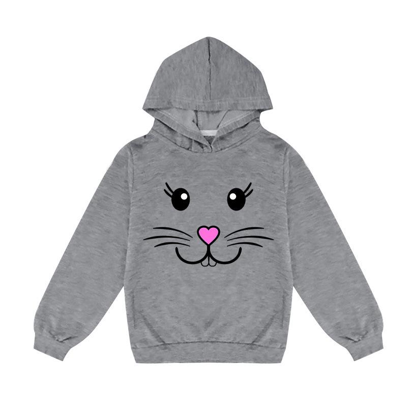 Cartoon-Hase Unisex Kinder Fleece-Kapuzenpullover - Frühjahrs- & Herbstkollektion