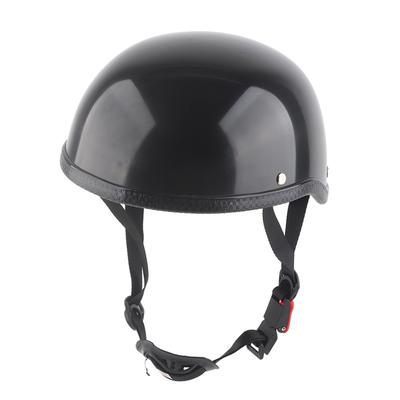Motorcycle Men's Half Helmet, Cruiser Helmet, Retro Helmet, Gourd Helmet; Electric Scooter Women's Half Helmet, Glossy Black.