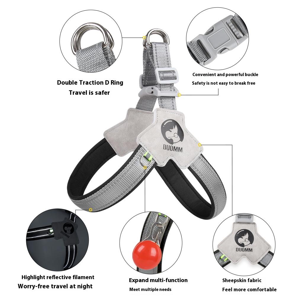 Y-Shaped Dog Harness Saddle Style Breathable Reflective No-Pull Pet Vest Comfortable Lightweight Anti-Pull for Small Medium Dogs