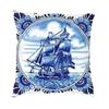 Dutch Blue Delft Cushion Cover 40X40Cm Vintage Windmill And Bridge Art Pillow Case For Sofa Square Pillowcase Home Decorative