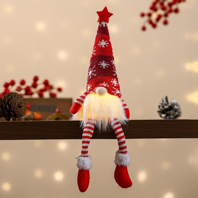 Christmas Faceless Gnome Ornament LED Light Plush Knitted Craft Tree Pendant Christmas Decoration Home Children's Gift