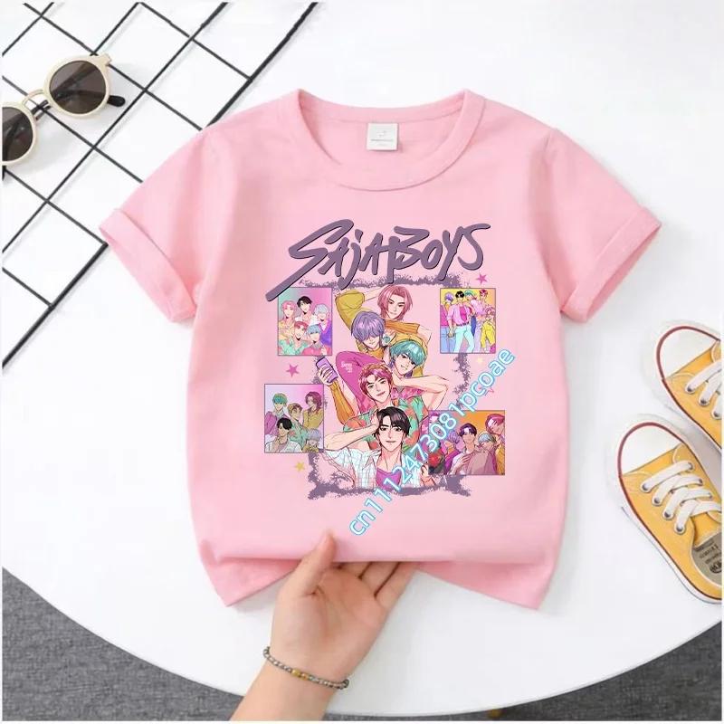 K-pop Demon Hunter Cartoon T-shirt, Summer Polyester T-shirt, Saja Children's Set, Gift, Baby and Children's Clothing for Summer