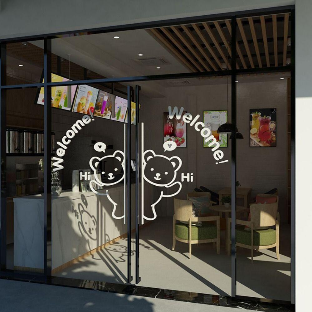 Shopwindow Sticker Door Decals Black White Embossed Wallpaper Welcome Wall Stickers  Glassdoor