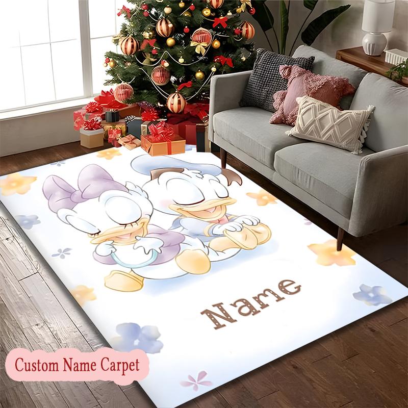 [Daisy Duck Donald Duck Hearts Area Carpet] Easy Maintenance Chair Rug for Conference Room Use, Customize Name Floor Mat