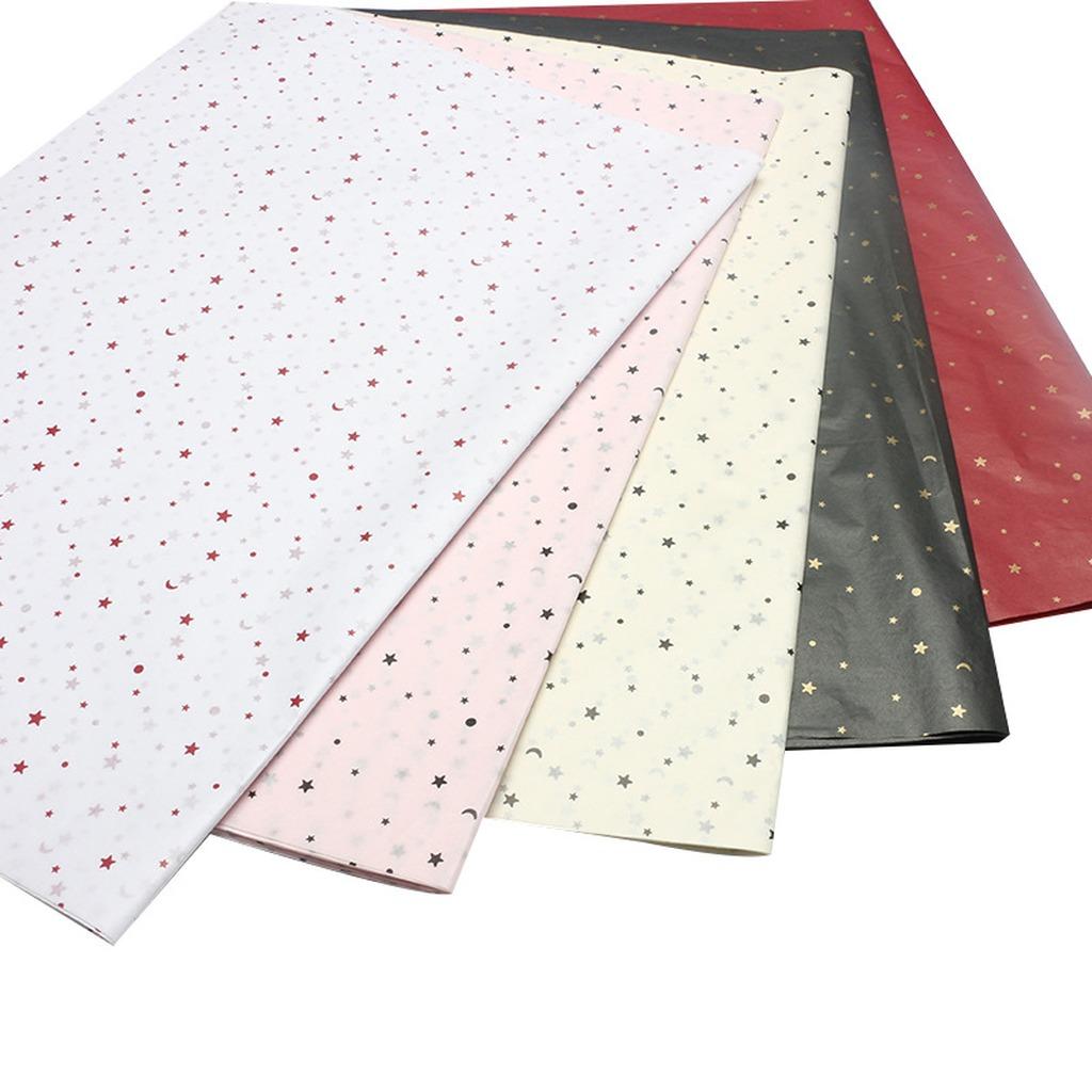 Star Moon Tissue Paper Minimalist Foil Printed Paper Floral Wrapping Paper Foil-Printed For Floral Studios Bouquet Wrapping