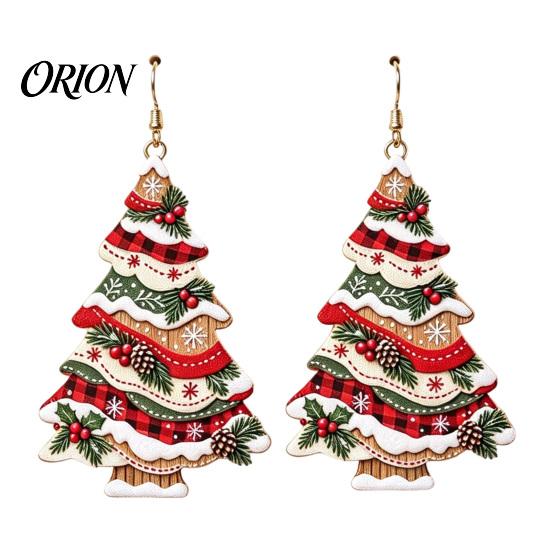 Decorative Holiday Earrings Christmas 2D Acrylic Earrings, Colorful Tree Dangle with Bow Party Jewelry Decor, Lightweight Drop Jewelry, Decorations
