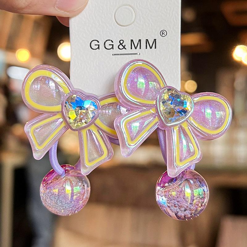 

2 шт. новые милые бриллиантовые заклепки большой бант принцесса головной убор детские эластичные резинки для волос детские веревки для волос аксессуары для волос для девочек фиолетовый