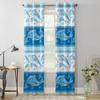 Dolphin Wave Summer Heavy Fabric Clackout Curtains Modern Living Area Room Bedroom High Shading Drape New Design Style Blue Theme Window Drape