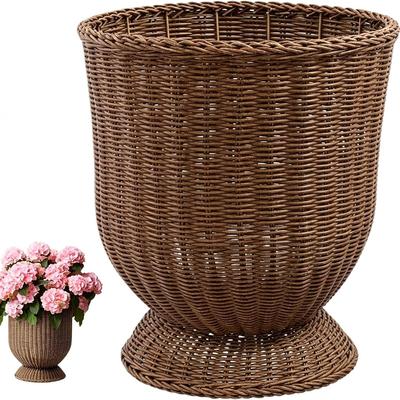 Cesta Decorativa de Armazenamento Trançada em Vime Boho para Varanda Pátio Quintal Vaso Taça Vaso Trançado para Plantas Interior Exterior Vaso de Flores para Casa