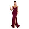 European and American Foreign Trade Apricot Fish Bone Slim Evening Dress High-end Adult Ceremony Dating Banquet Long Tube Top Dress