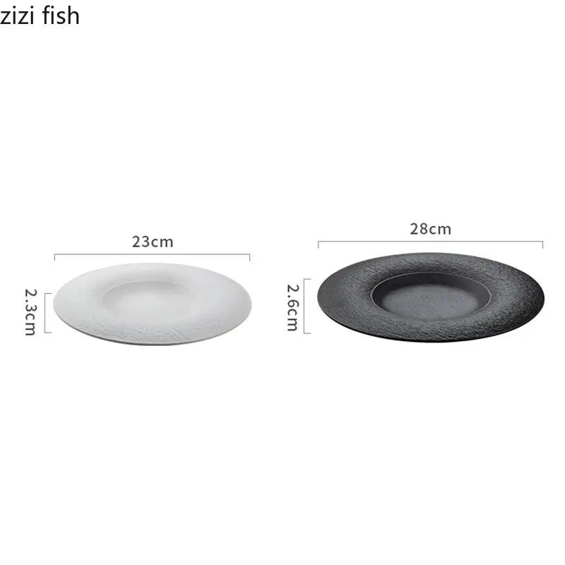 Matte Stone Pattern Plate Ceramic Shallow Plate Sushi Dish Dessert Dish Steak Plates Salad Plate Artistic Conception Tableware