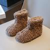 Cute Animal Patchwork Lambswool Boots For Kids  Winter Thick Curly Fur Warm Booties Boys Girls  Outdoor Round Toe Cotton Shoes