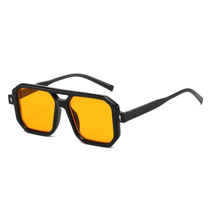  New Ins Popular Fashion Double Bridges Square Women Sunglasses Vintage Rivets Men Candy Color Sun Glasses Shades UV400